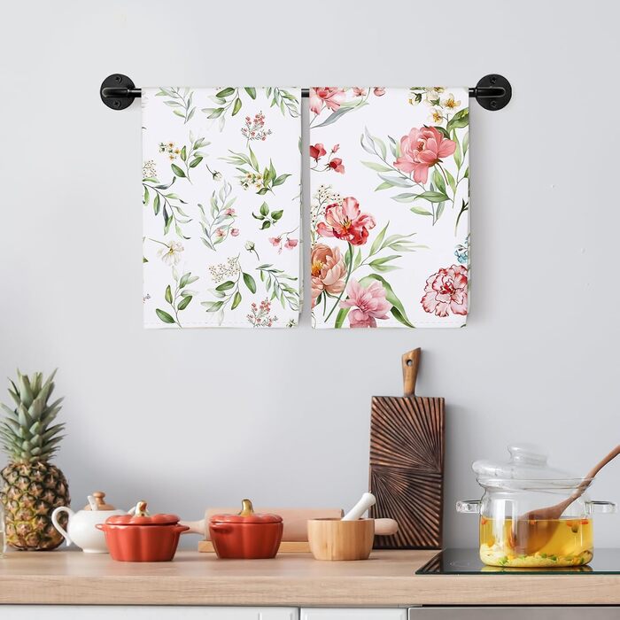 Кухонні рушники, бавовна, 4 упаковки, кухонні рушники, 100 бавовна. Осінній набір кухонних рушників. Універсальний високоякісний набір кухонних рушників для сушіння. Рушники для кухонних рушників 50 x 70 см (різнокольорові квіти)