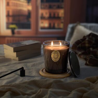 Ароматна свічка M&SENSE Лісова хатина, ароматичні свічки у склянці, натуральна соєва свічка, час горіння 55 годин, подарункові свічки для жінок та чоловіків, подарункова свічка (удове дерево, 560 г)