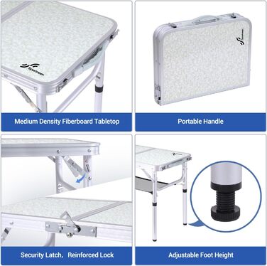 Складной кемпинговый стол с 2 уровнями высоты 60 х 40 см белый Sportneer