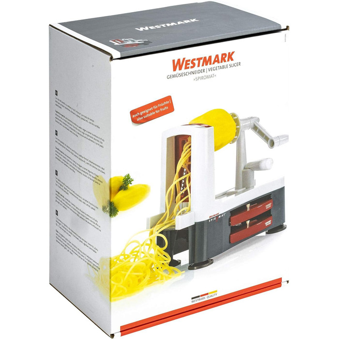 Ручний спіральний різак для овочів Westmark з 2 ріжучими конусами та фіксатором, нержавіюча сталь/пластик, антрацит/червоний, 11622260 (Spiromat)