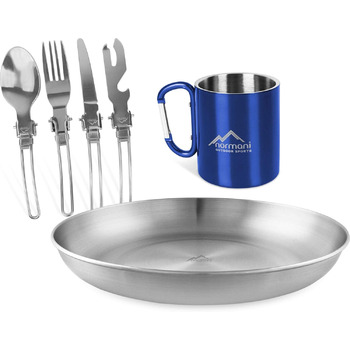 Набір столового посуду для кемпінгу, 6 предметів, синій Normani