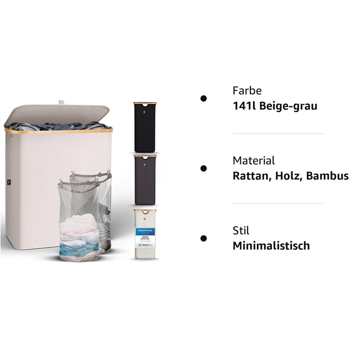 Корзина для белья с крышкой 2 отделения узкий серый мешок для белья - сортировщик белья ящик для белья мусорное ведро сборник для белья сундук для белья корзина для белья темно-серый (140 л, 140 л бежево-серый)