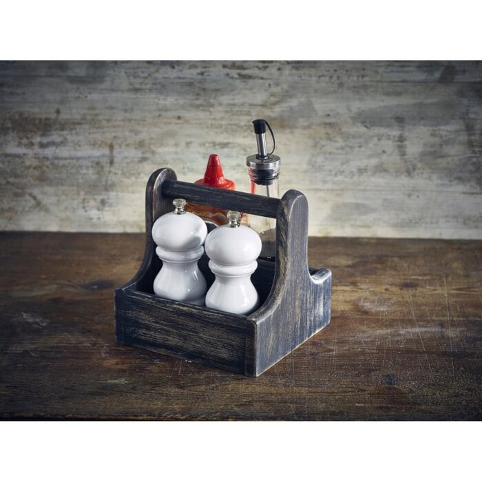 Держатель столовых приборов, акация 15 x 15 x 15,3 см, черный, GenWare