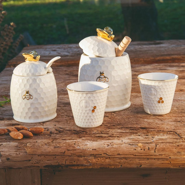 Цукорниця з ложкою La Porcellana Bianca APEREGINA ORO, порцеляна, 10 х 6,5 см