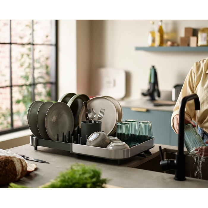 Сушарка для посуду розсувна, сірий/нержавіюча сталь Duo Joseph Joseph