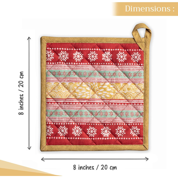 Рукавички для духовки Maison d&39 Hermine, підставки для каструль, 100 бавовна, термостійкі кухонні рукавички, рукавички для духовки (19 см x 33 см) та підставки для каструль (20 см x 20 см) для приготування їжі, Morzine - рукавички для духовки на День по