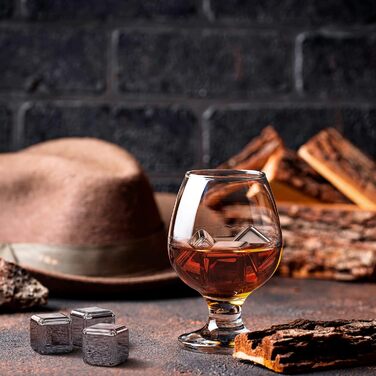 Набір каменів для віскі - 8 багаторазових кубиків льоду, щипці, тканинний мішок, VINENCO