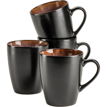 Керамічний набір посуду на 4 персони із зелено-коричневою реактивною глазур'ю, комбінований сервіз із 20 предметів у сучасних стриманих формах купе, керамограніт (кавова чашка), 934100 Series Teona