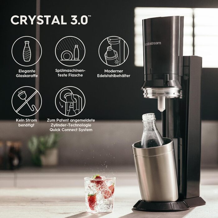 Набір для газування води, 3 предмети, чорний Crystal 3.0 SodaStream