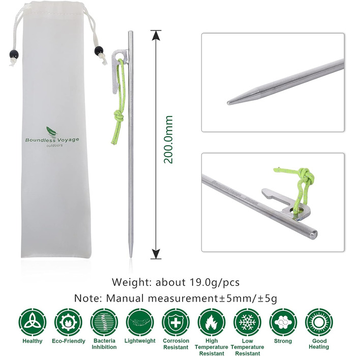 Титановые колышки для походов на открытом воздухе 6 шт. iBasingo