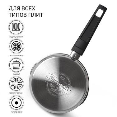 Ківш Fissman ELIZ 18x10 см/2,4 л. зі скляною кришкою нерж. сталь (5317)