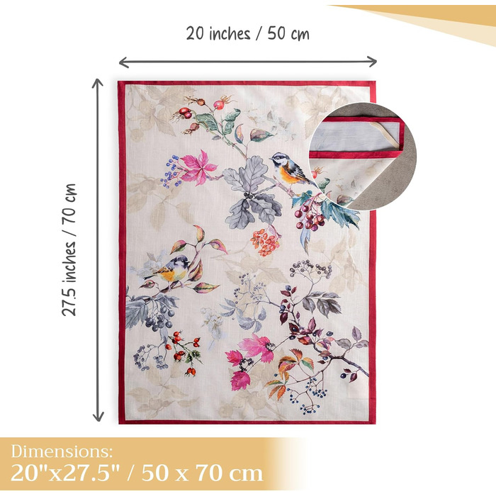 Набір із 3 багатоцільових кухонних рушників Барних рушників День подяки/Різдво (50 см x 70 см) (02 - Рівнодення - Бежевий, 50 x 70 см (Набір із 3 шт.)), 39 Hermine Noel