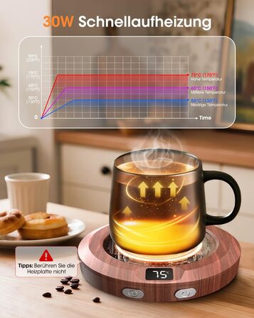 Подогреватель чашек до 75C, 3 уровня температуры MXMZHXU