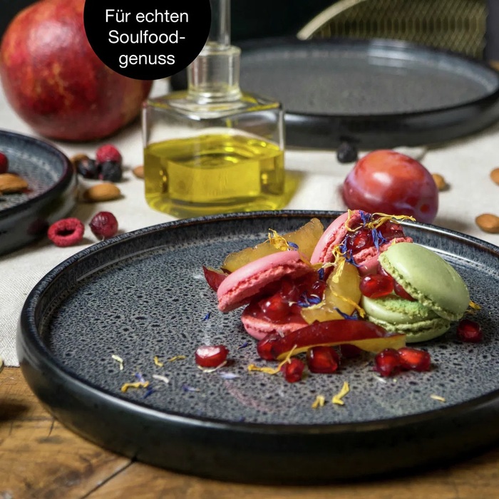 Набір з 4 десертних тарілок 21 см, сіра реактивна глазур Moritz & Moritz