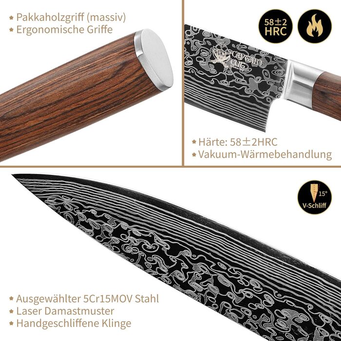 Набор из 5 ножей на магнитной подставке, серебристые Captain Cut