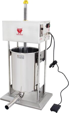 Промислова машина для наповнення ковбас Beeketal &39BTH07&39 з нержавіючої сталі (об&39єм 7 л/горизонтальна конструкція), професійна машина для наповнення ковбас з 2-швидкісним повністю металевим механізмом і рукояткою, включаючи 5 насадок для напов