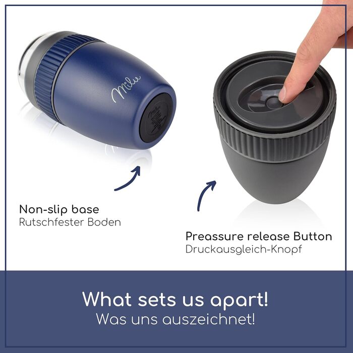 Стаканчик для пластівців Milu 400 мл з назвою MsliMax для йогурту герметичний стаканчик з ложкою (темно-синій, нержавіюча сталь)