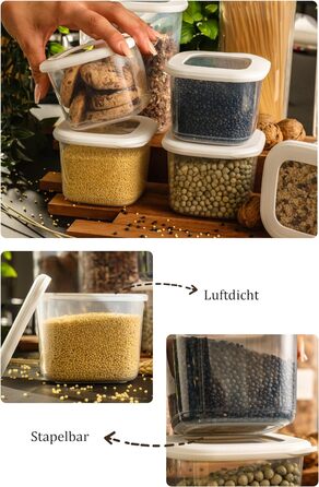 Герметичні банки для зберігання Viwares з кришками Набір з 24 контейнерів для зберігання БЕЗ БІСФЕНОЛУ А Для зберігання борошна та цукру в мюслі Практичний ящик для зберігання кухні для всіх продуктів (набір з 24 білих)