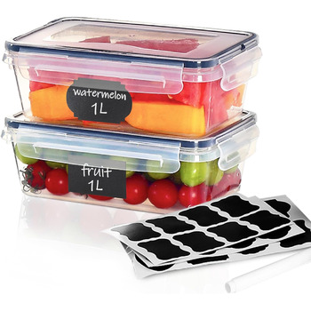 Контейнери для зберігання продуктів Goldeluxe 10 x 1 л з кришками, контейнери для заморозки, коробки для приготування їжі, без BPA, герметичні, штабелюються набір Tupperware для контейнерів для продуктів, контейнерів для заморозки та кухні (GO2PCS1L)
