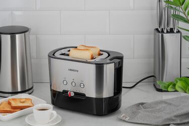 ARDESTO Тостер Steel Collection T-K210 1000 Вт, металл+пластик, серебристо-черный