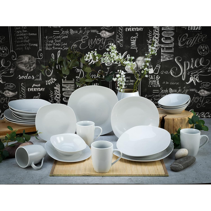 Набір посуду на 4 персони, 20 предметів, Square White Creatable