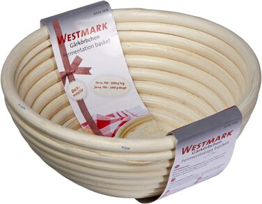 Кошик для вистоювання Westmark, для тіста для хліба вагою 1500-2000 г, овальний, довжина приблизно 40 см, ротангова тростина, світло-бежева, 32022270 (одинарна, Ø 17,5 см)