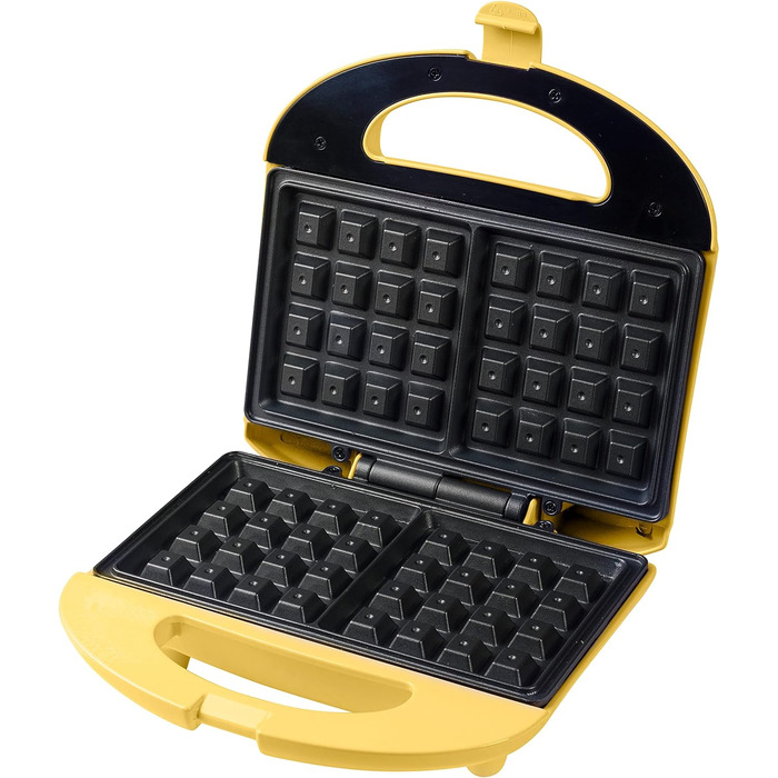 Брюссельская вафельница Bestron в ретро-дизайне, вафельница для 2 бельгийских вафель, с антипригарным покрытием и лампой для выпечки, 700 Вт, цвет (желтый)