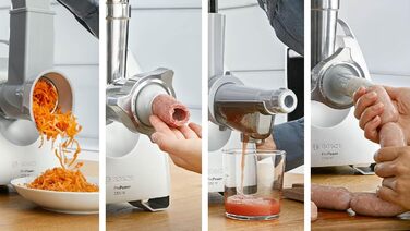 М'ясорубка 2200 Вт з насадкою для сосисок, чорний/сріблястий ProPower Bosch