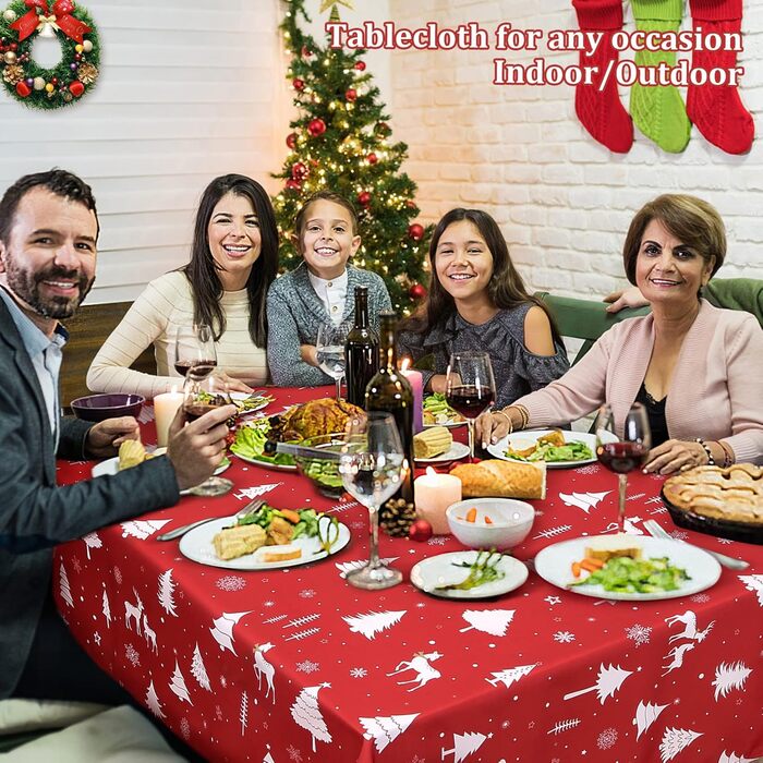 Скатертина JOLLYTOP Різдвяна скатертина водовідштовхувальна скатертина з оленем скатертина для кухні скатертина для кухні, 137 x 179 см, (благородний олень, 229 x 137 см (прямокутна))
