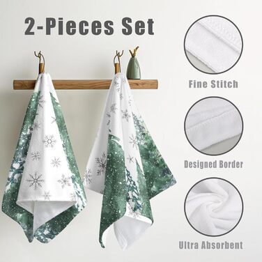 Різдвяні кухонні рушники Kwlegh, рушник для рук, різдвяна ялинка, цукерка-тростина, сніжинка, рушник для пальців, набір з 2 шт. , милий чоловічий банний рушник, високопоглинаючі рушники, 36 x (Різдвяний ліс)