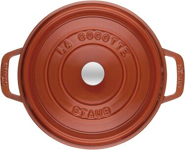 Чавунна каструля/кокотниця STAUB, кругла, 8,35 л, функція Ароматичний дощ для оптимального зволоження, для всіх типів варильних поверхонь, включаючи індукційні та духові шафи, (кориця, 28 см)