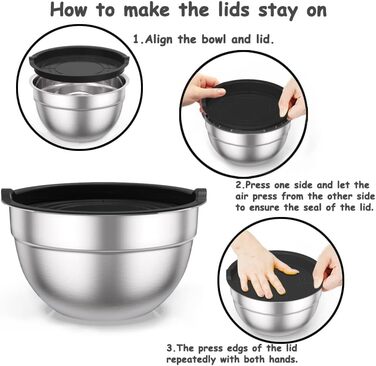 Набір мисок з нержавіючої сталі з кришками,  5 предметів Wildone