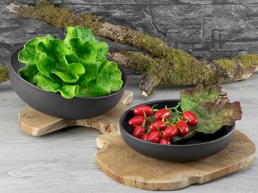 Набір посуду Uno серії 16 предметів, комбінований набір з кераміки (чорний, салатний набір 2 шт. и), 22978