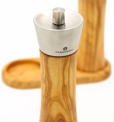 Набір Млин для солі та перцю Оливкова деревина Аугсбург 18 см з відповідною підставкою