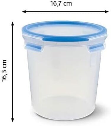 Набір контейнерів для зберігання харчових продуктів EMSA Clip & Close, прямокутні, 5 x 0,8 л, коробки для зберігання, 100 герметичні, придатні для миття в посудомийній машині, морозильної камери та мікрохвильової печі, прозорі, сині, зроблені в Німеччині,