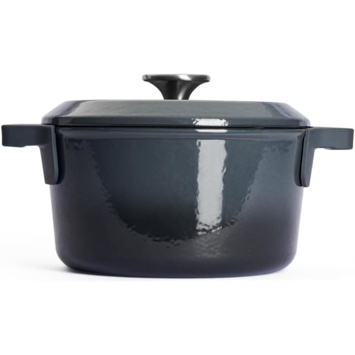 Чавунна каструля Ø 24 см, синього кольору, з кришкою та силіконовими ручками емальований чавун, підходить для індукції та духовки для всіх типів плит Ø 24 см, висота 11 см, 4,2 літра (сіра, Ø 20 см, 11 см, 2,8 літра)