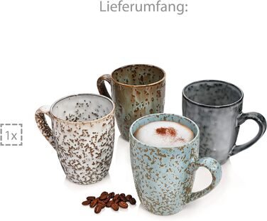 Набор кофейных кружек Singer Athens Набор кружек из 4 предметов для 4 керамических изделий, чайная кружка, расширяемая, с ручкой, повседневная, специальный завтрак, бранч, набор кружек на открытом воздухе Кофейная кружка 300 мл 4 шт.