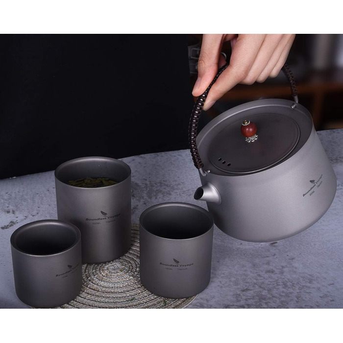 Титанова кружка Відкритий кемпінг Складна дорожня кружка 4 в 1 120 мл 180 мл 300 мл 450 мл ізольована чашка з подвійними стінками Посуд для кавових напоїв Легкий посуд для щоденних походів Ti3032D (120 мл 180 мл 300 мл набір чашок-TI3031D)