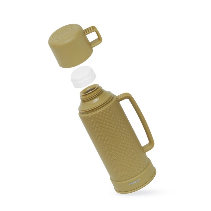 Термос Fissman 600 мл, колір зелений пластиковий корпус зі скляною колбою (19853)