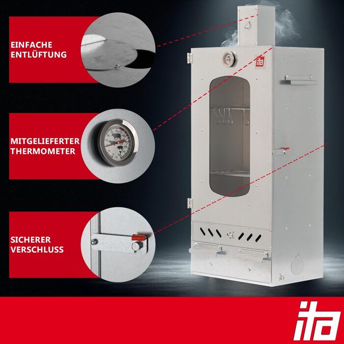 Преміальна коптильна шафа з 3 рівнями ITA