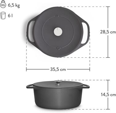 Кокотниця з кришкою 28 см, сірий Springlane Kitchen
