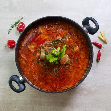 Каструля STONELINE XXL з литого алюмінію, велика, з кришкою, 7 л, антипригарне покриття зі справжніми кам&39яними частинками, індукційний посуд для всіх типів варильних поверхонь, духовка, приготування їжі без жиру та олії, сірий (32 см)