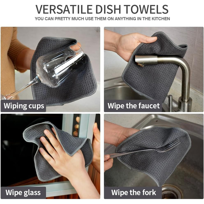 Кухонні рушники VIVOTE, рушники для гостей, подарункові, 40x60 см, 2 шт., м&39які кухонні рушники, абсорбуючі рушники (сірі 12)