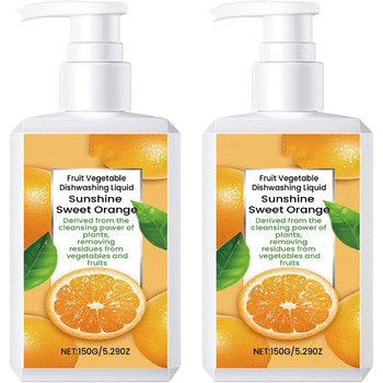 Засіб для миття фруктів та овочів, натуральні продукти, незамінне очищення, засіб для миття посуду без післясмаку (2 пляшки)