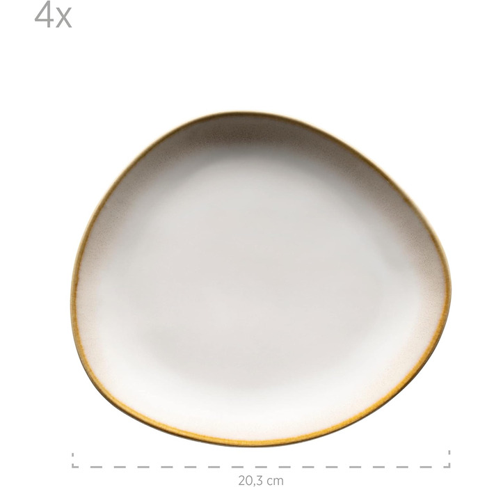 Сучасний набір посуду для 4 осіб з унікальною формою та градієнтом кольорів від бежевого до кремово-білого, комбінований сервіз із 16 предметів у вінтажному вигляді, комбінований сервіз керамограніту бежевий, 931991, La Sinfonia