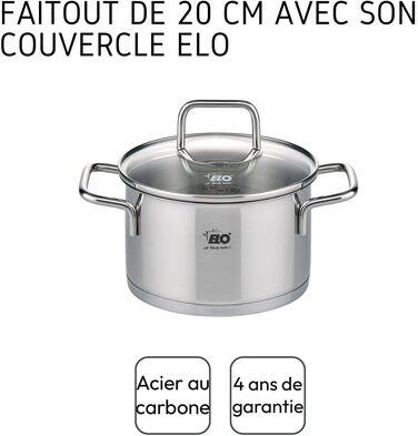 Каструля 3,4 л з нержавіючої сталі зі скляною кришкою 20 см Citrin Elo