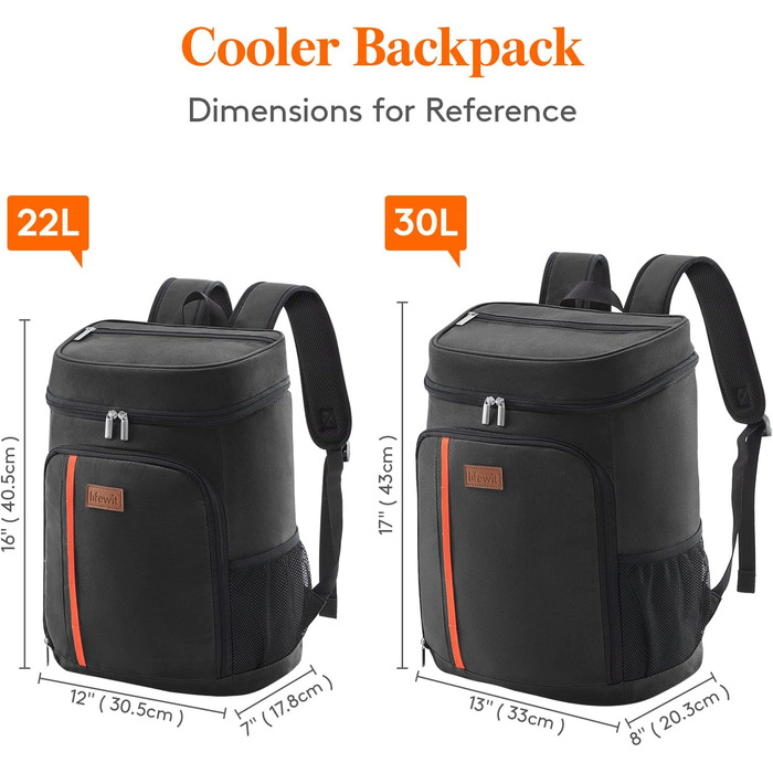 Герметичная сумка-холодильник Рюкзак Водонепроницаемый рюкзак для пикника Изолированная сумка для ланча для мужчин Женщины Работа Пикники Пляж Caping Путешествия Активный отдых на свежем воздухе, (черный, M), 22L Cool Pack