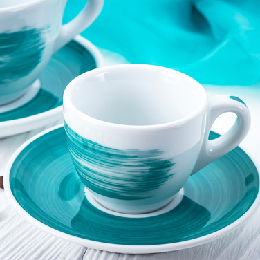 38446 Чашка cappuccino large 260 мл Green stroke B 'Verona Millecolori Hand Painted Brush stroke B G