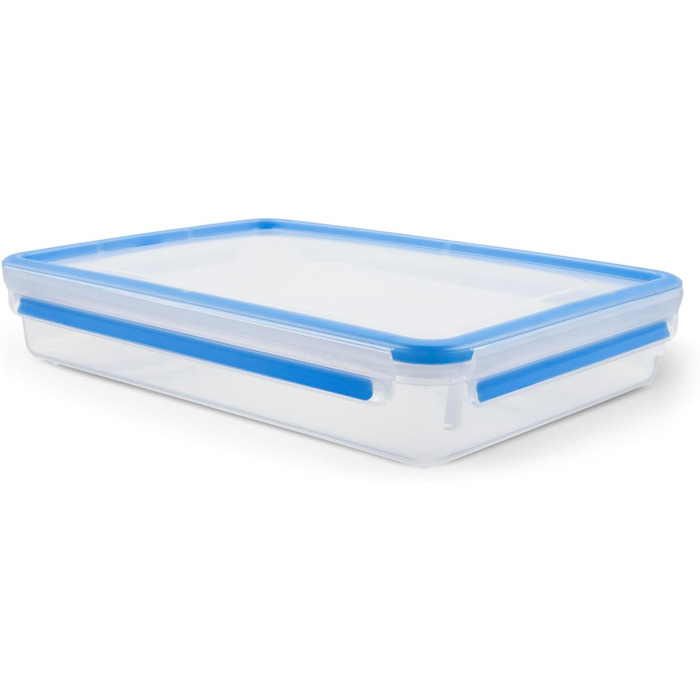 Набір контейнерів для зберігання продуктів EMSA Clip & Close, прямокутні, 5 x 0,8 л, коробки для зберігання, 100 герметичні, придатні для миття в посудомийній машині, морозильної камери та мікрохвильової печі, прозорі, сині, зроблені в Німеччині, N10307 (