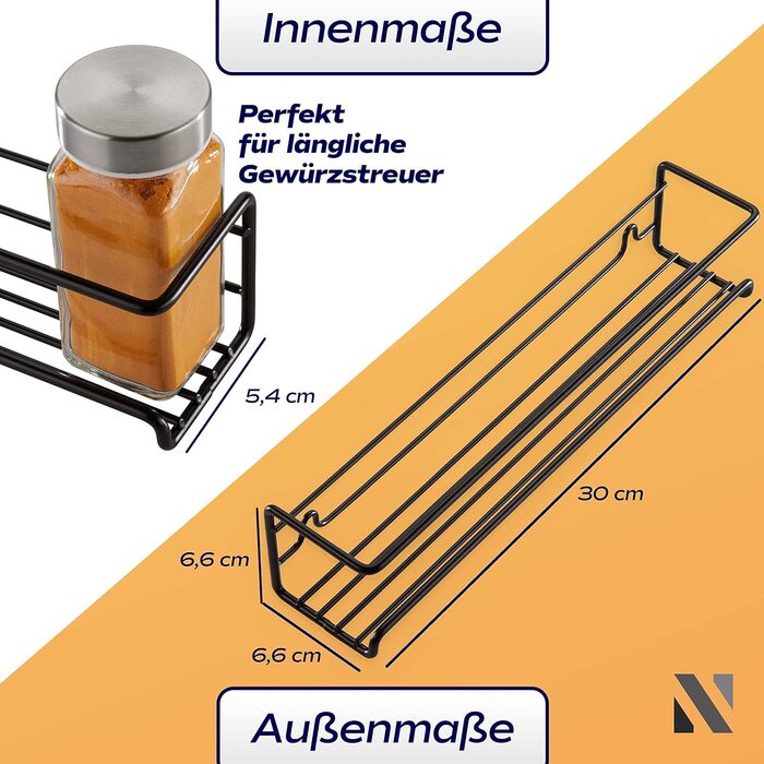 Полиці настінні 30 х 6,6 х 6,6 см, набір 4 предмети, чорний матовий NOBRO